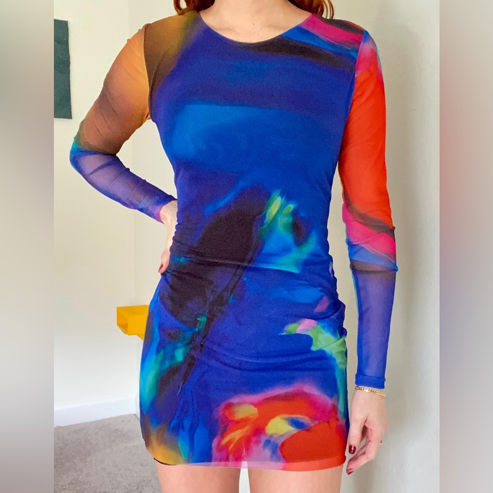 Zara long sleeve mesh dress